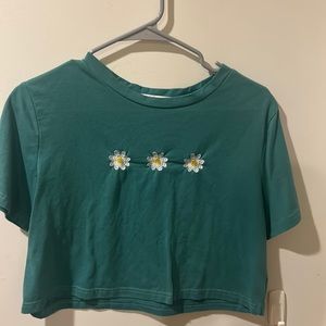 Green graphic crop top
